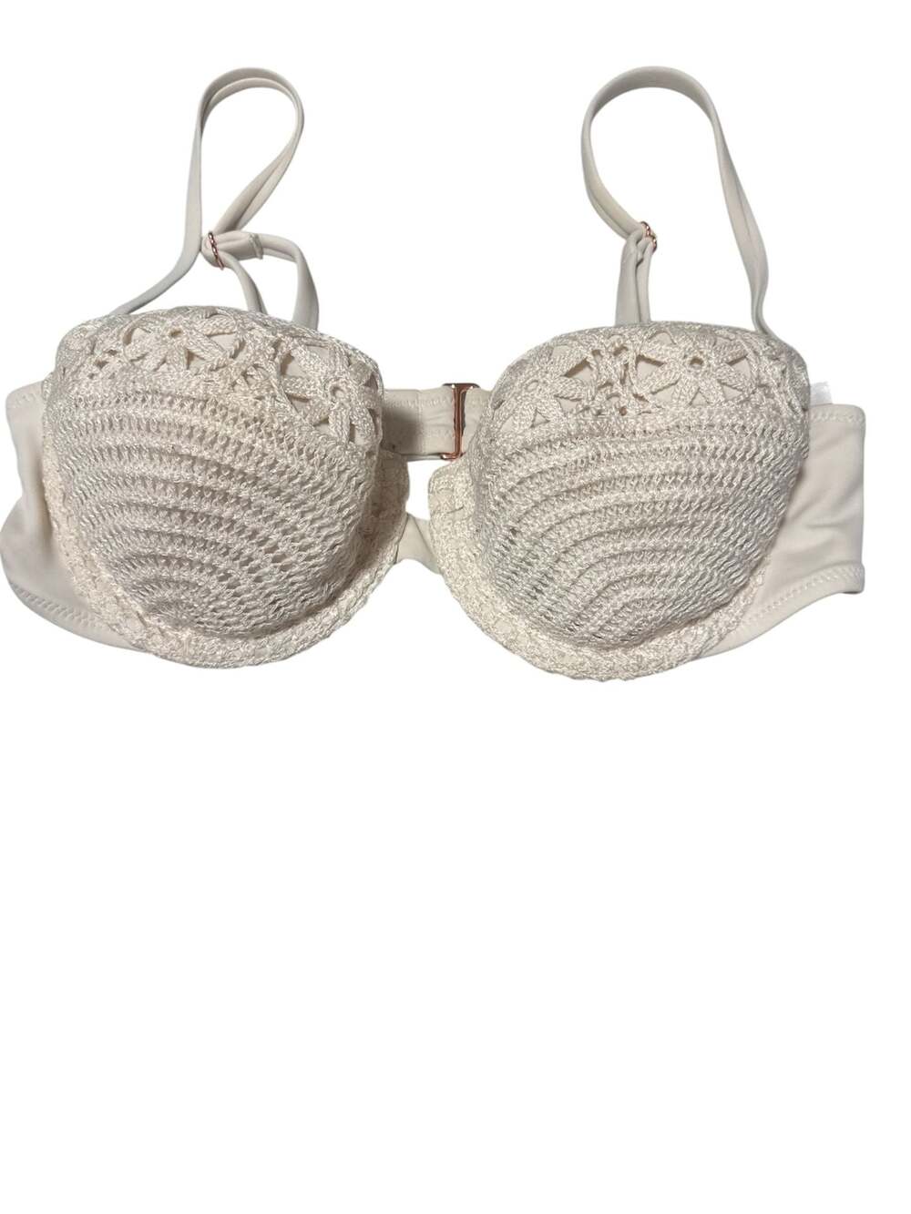 Shade & Shore Women's Underwire Crochet Bikini Top in Ivory, Size 32B
